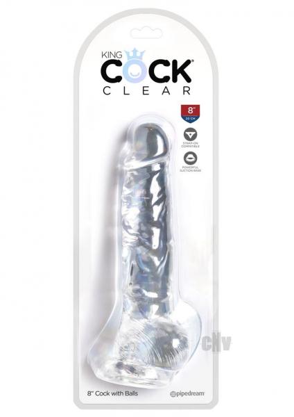 King Cock Clear 8 Inches Cock with Balls