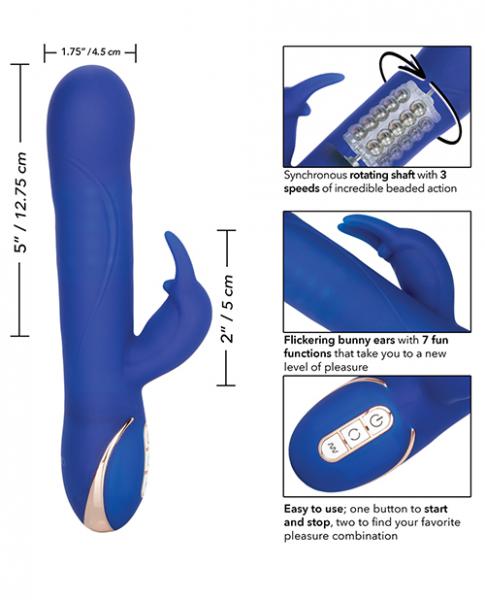 Jack Rabbit Rotating Beaded Rabbit Vibrator Blue