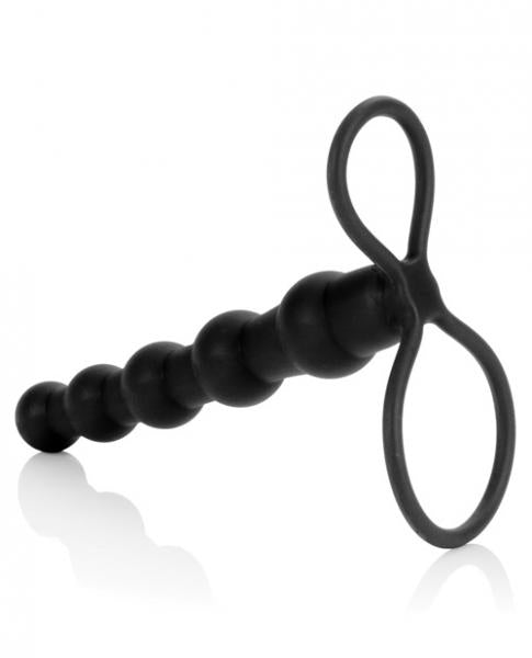 Silicone Love Rider Beaded Dual Penetrator Black