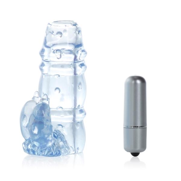 3 Way Double Dolphin Arouser Blue Vibrating Sleeve