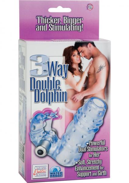 3 Way Double Dolphin Arouser Blue Vibrating Sleeve