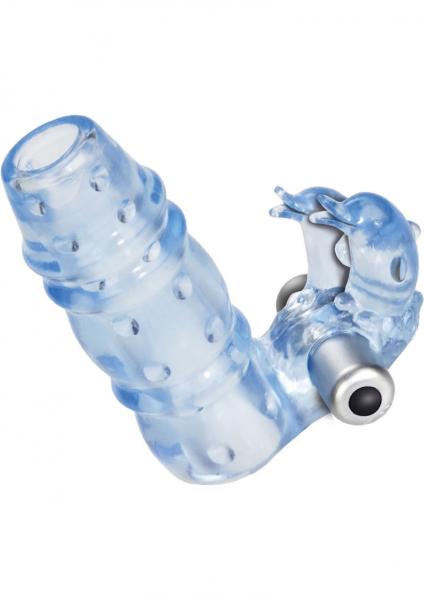 3 Way Double Dolphin Arouser Blue Vibrating Sleeve