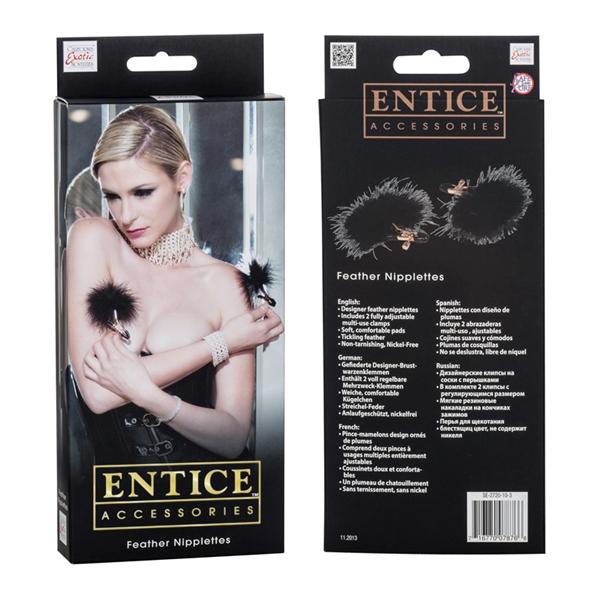 Entice Feather Nipplettes Nipple Clamps Black