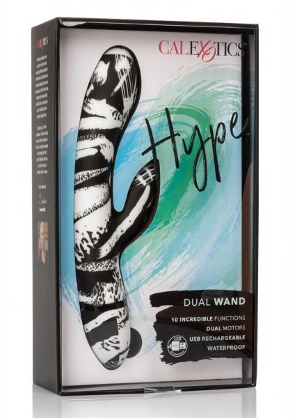 Hype Dual Wand Rabbit Style Vibrator Black White