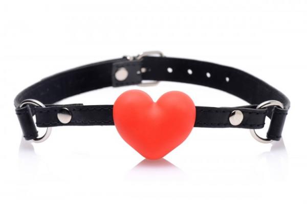 Heart Beat Silicone Heart Shaped Mouth Gag Red