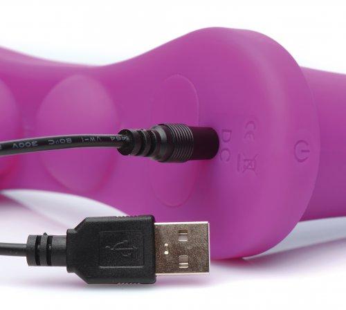 Double Take 10X Double Penetration Vibrating Strap-On Harness Purple