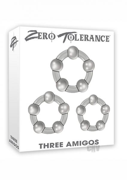 Three Amigos 3 Beaded Cock Rings Smoke