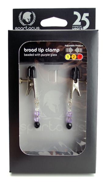 Adjustable Broad Tip Nipple Clamps W/Purple Beads