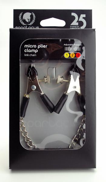 Adjustable Micro Plier Nipple Clamps With Link Chain Silver