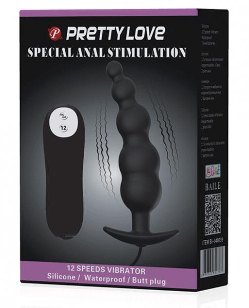 Pretty Love Vibrating Bead Butt Plug Black