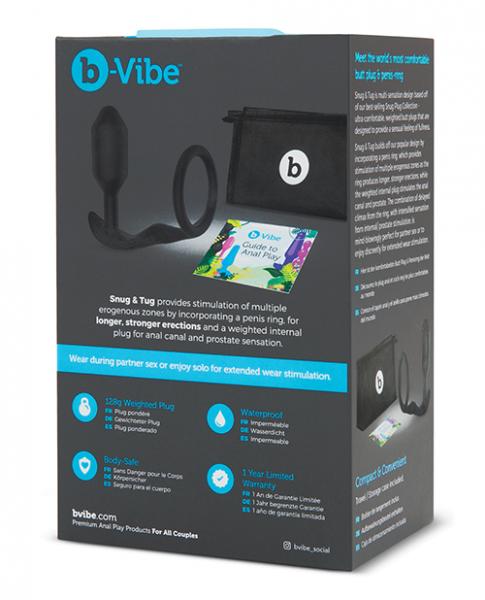 B-Vibe Snug, Tug Weighted Silicone & Penis Ring Black