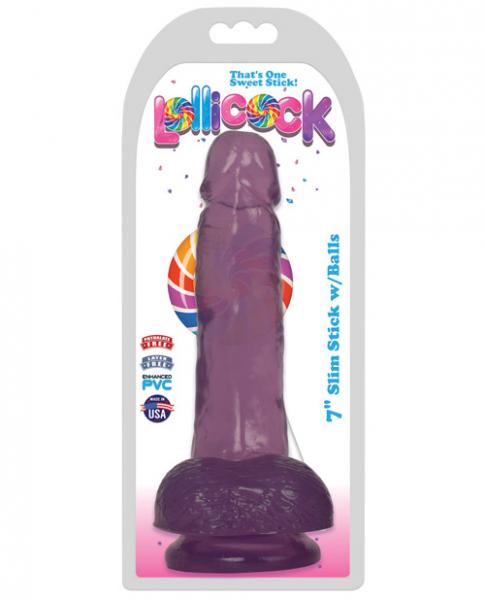 Lollicock 7 inches Slim Stick Dildo with Balls