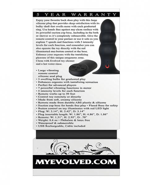 Kong Rechargeable Anal Plug With Remote Control Black