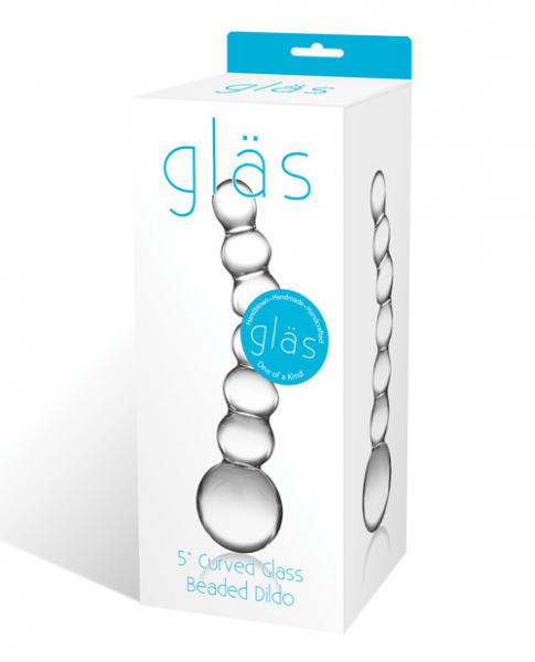 Glas 5 inches Curved Glass Beaded Dildo Clear