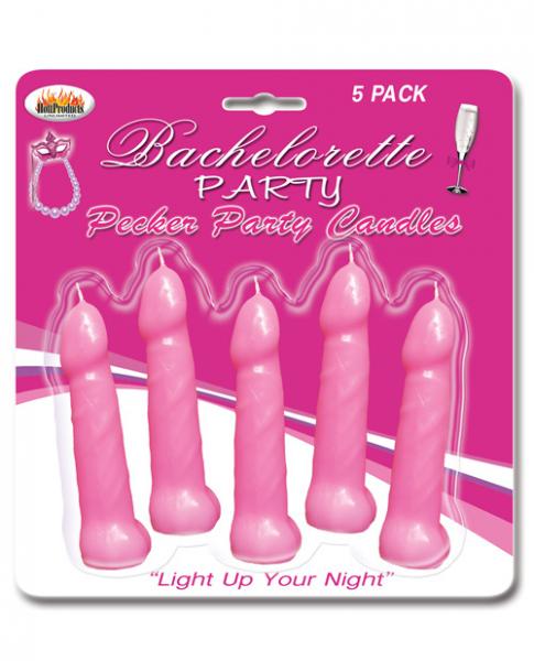 Bachelorette Party Pecker Party Candles Pink 5 Pack