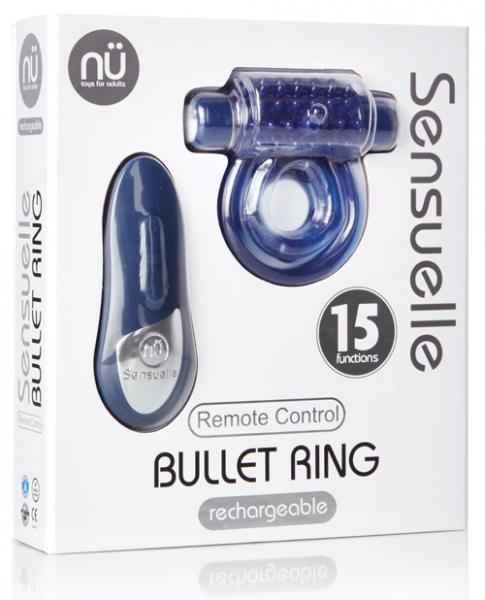 Sensuelle Remote Control Rechageable Bullet Ring Blue