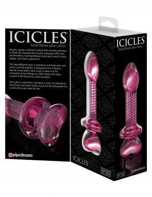 Icicles No 82 Hand Blown Glass Butt Plug Ribbed Pink