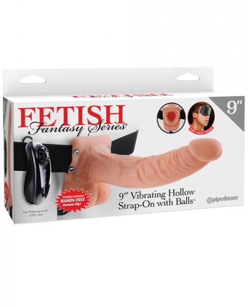 Fetish Fantasy 9in Vibrating Hollow Strap-on With Balls