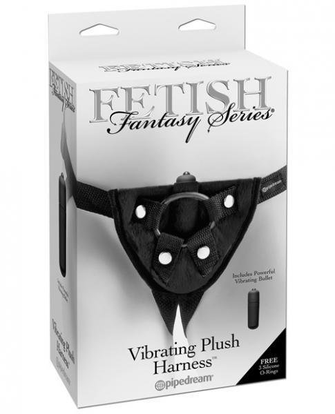 Vibrating Plush Harness Black O/S