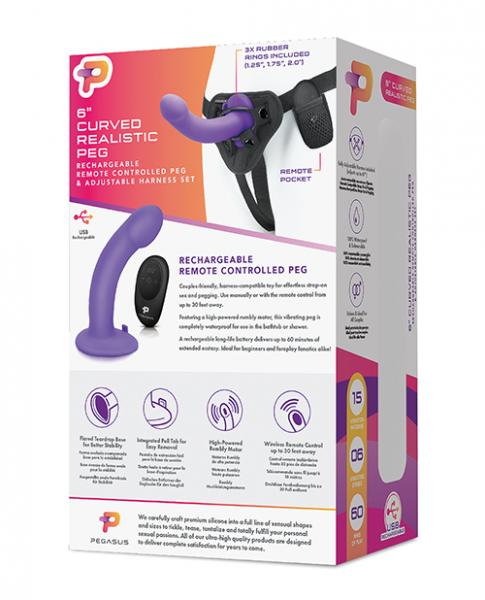 Pegasus 6 inches Curved Peg Harness & Remote Set Purple