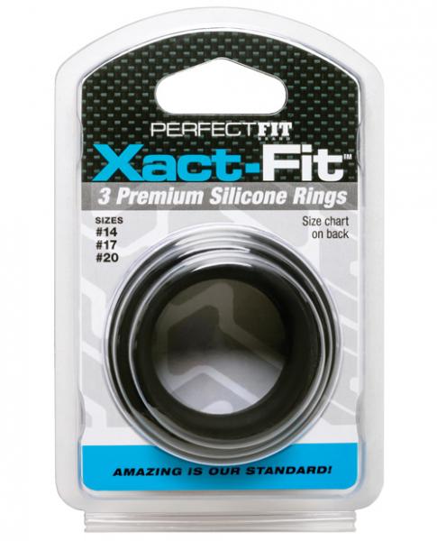 Xact-Fit 3 Ring Kit S/M/L Black Silicone