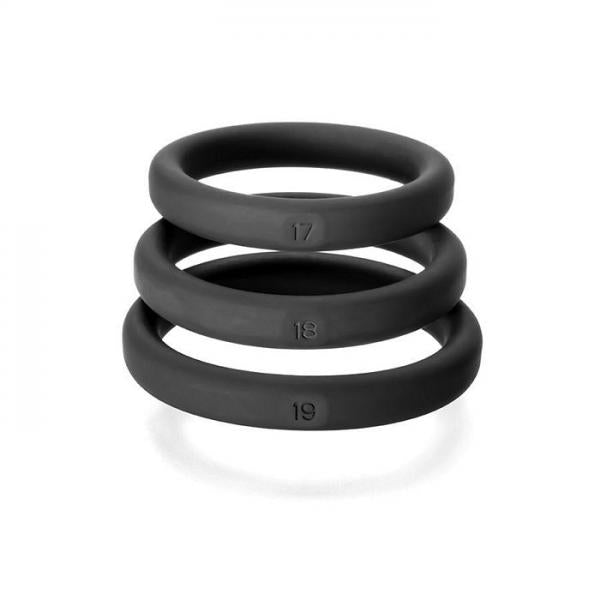 Xact-Fit Cockring 3 Ring Kit M/L Black Silicone