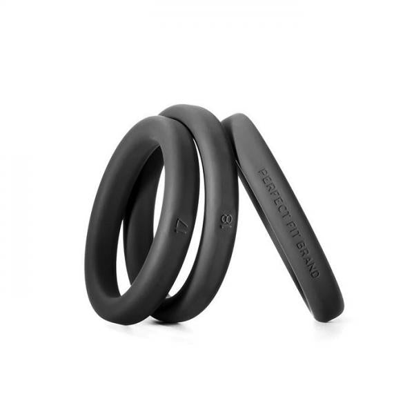 Xact-Fit Cockring 3 Ring Kit M/L Black Silicone