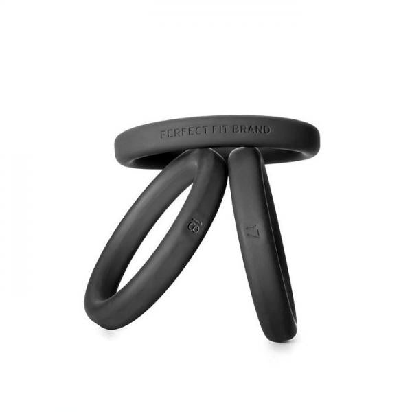 Xact-Fit Cockring 3 Ring Kit M/L Black Silicone