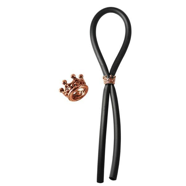 Bolo Lasso Ring Rose Gold Crown Slider Black