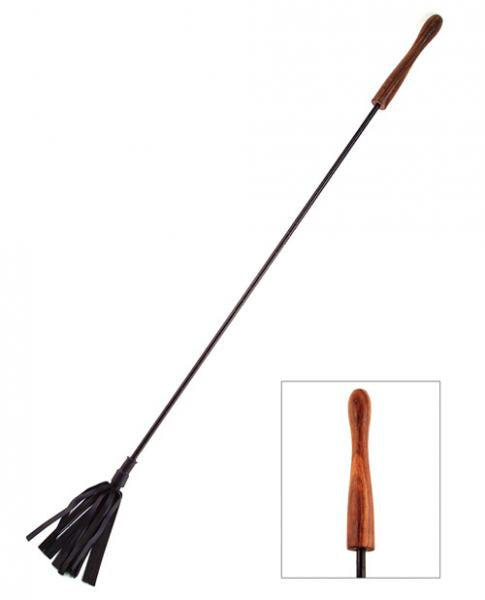 Rouge Leather Riding Crop Wooden Handle Black