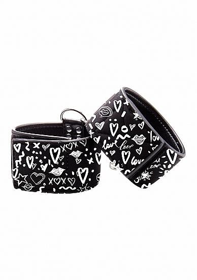 Shots Ouch Love Street Art Fashion Printed Ankle Cuffs - Black