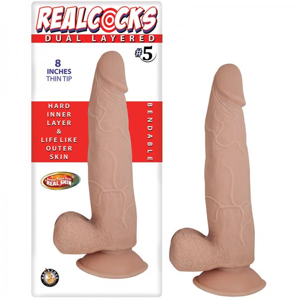 Real Cocks Dual Layered #5 Thin Tip 8 inches Dildo