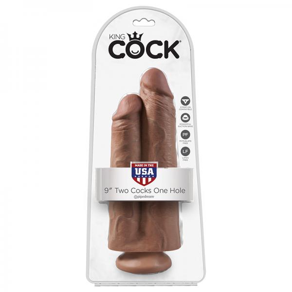 King Cock 9in Two Cocks One Hole