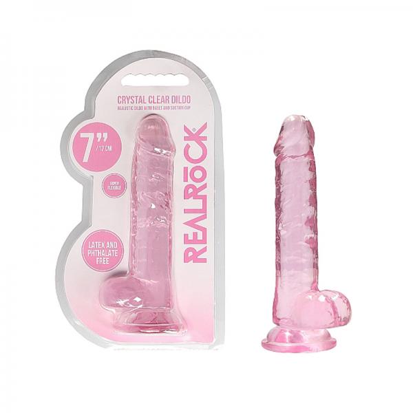 Realrockrealistic Dildo With Balls 7'' Pink