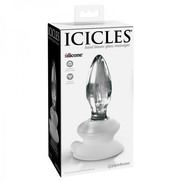 Icicles No. 91 - Glass Suction Cup Anal Plug - Clear