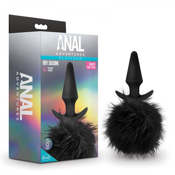 Anal Adventures Platinum - Rabbit Tail Plug - Black