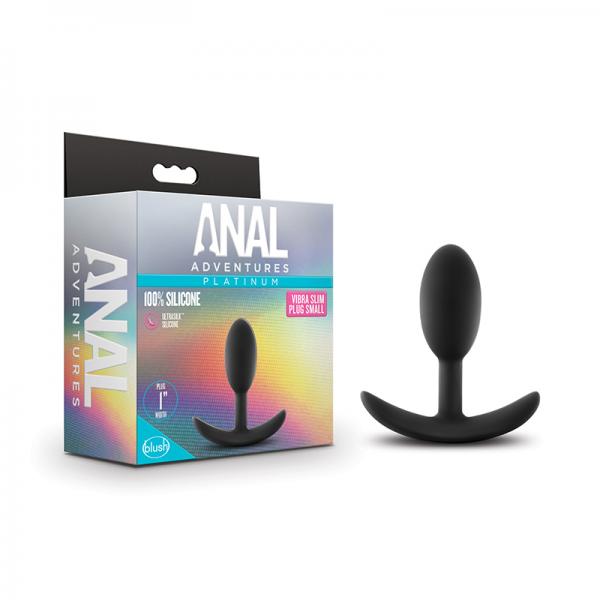 Anal Adventures Platinum - Silicone Vibra Slim Plug - Small - Black