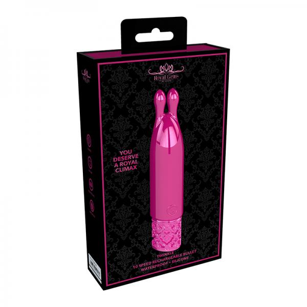 Royal Gems Twinkle Silicone Bullet Rechargeable Pink