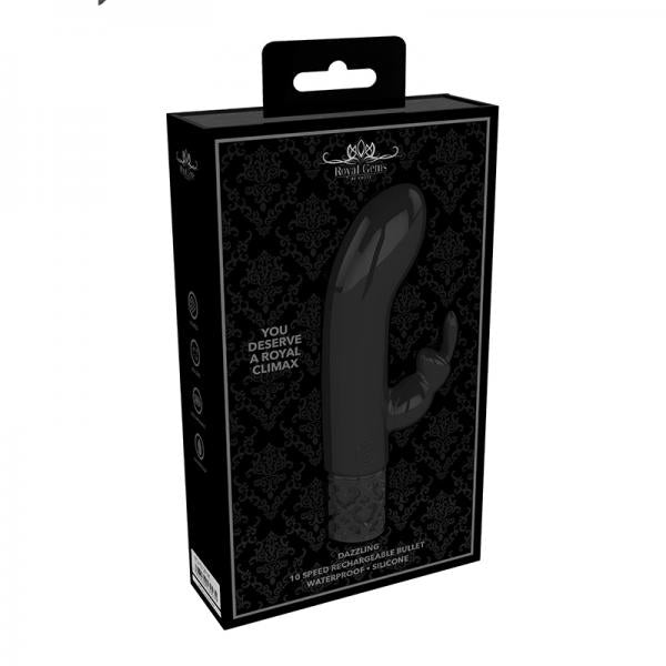 Royal Gems - Dazzling - Silicone Rechargeable Bullet - Black