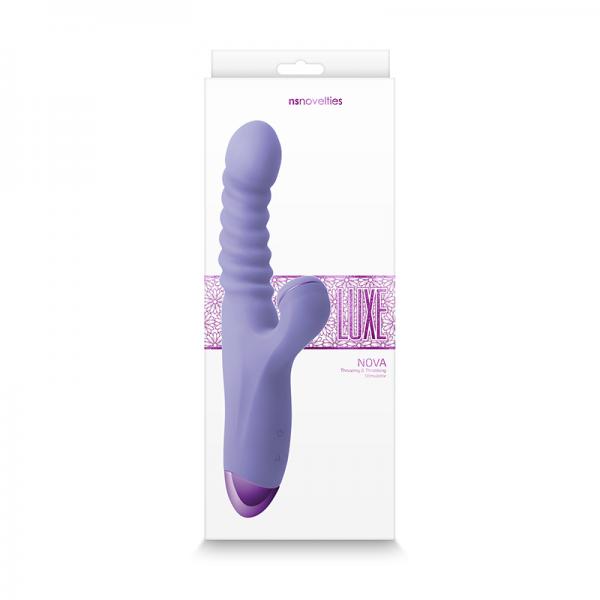 Luxe Nova Thrusting And Throbbing Dual Stimulator Purple