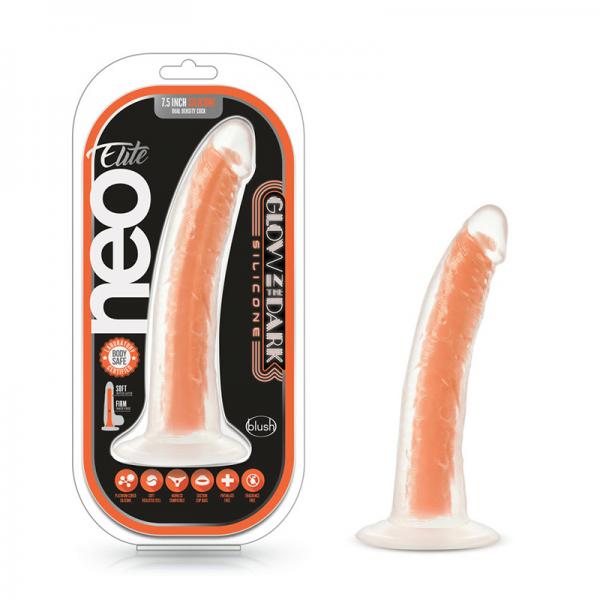 Neo Elite Lava Glow-in-the-dark 7'' Silicone Dual-density Dildo Neon Orange