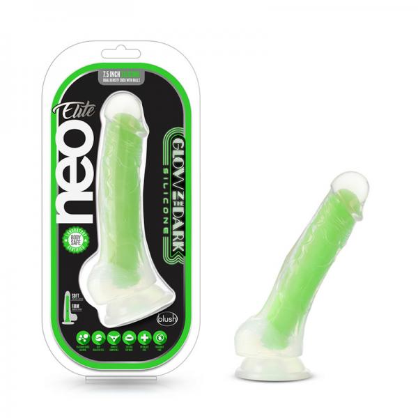 Neo Elite Viper Glow-in-the-dark 7'' Silicone Dual-density Dildo Neon Green