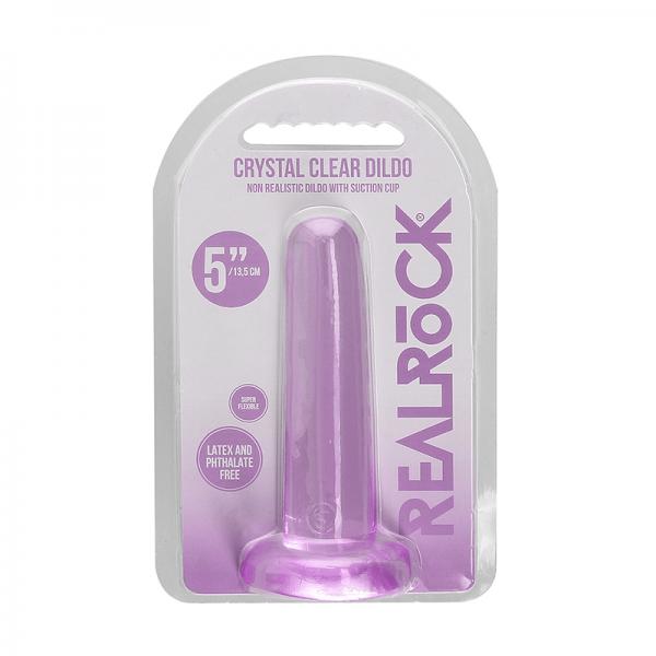 Realrock Crystal Clear Non-realistic Dildo With Suction Cup 5.3 In. Purple