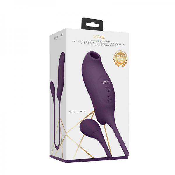 Vive Quino Air Wave & Vibrating Egg Vibrator Purple