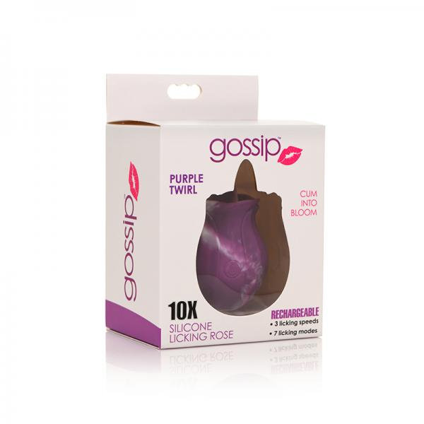 Gossip Tongue Tickler 10 Function Rechargeable Silicone Licking Rose Purple