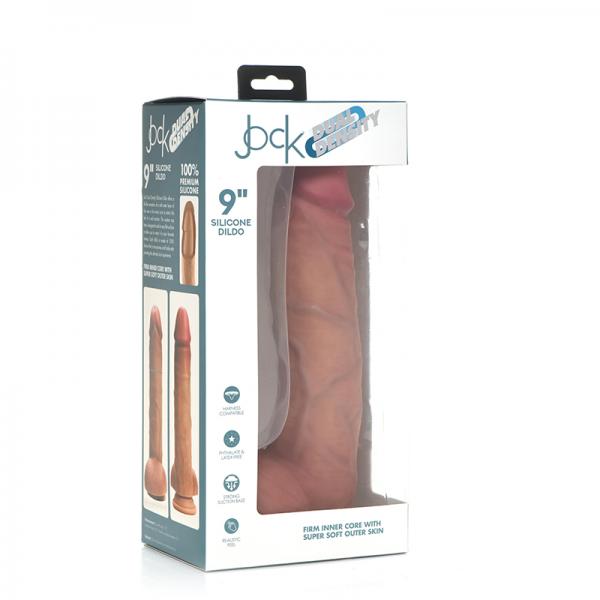 Jock Dual Density Silicone Dildo With Balls 9in Light