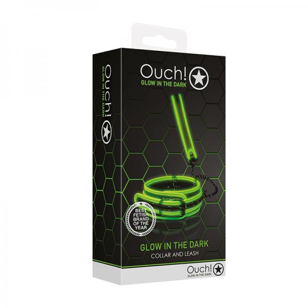 Ouch! Glow Collar And Leash - Glow In The Dark - Green