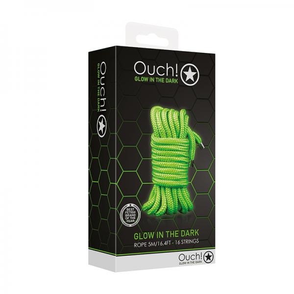 Ouch! Glow Rope - 5 M/16 Strings - Glow In The Dark - Green