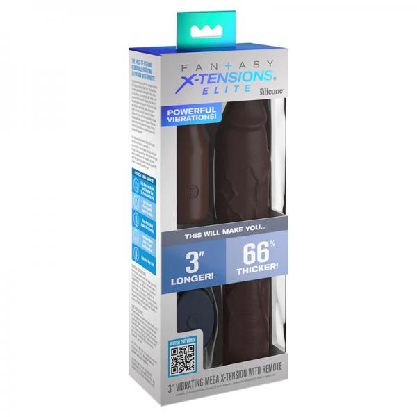 Fantasy X-tensions Elite Sleeve Vibrating 9in With 3in Plug W/remote Brown