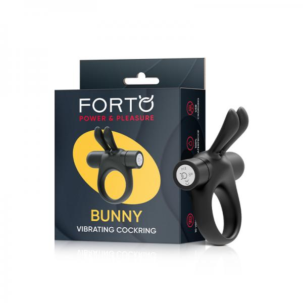 Forto Bunny Vibrating Cockring Black